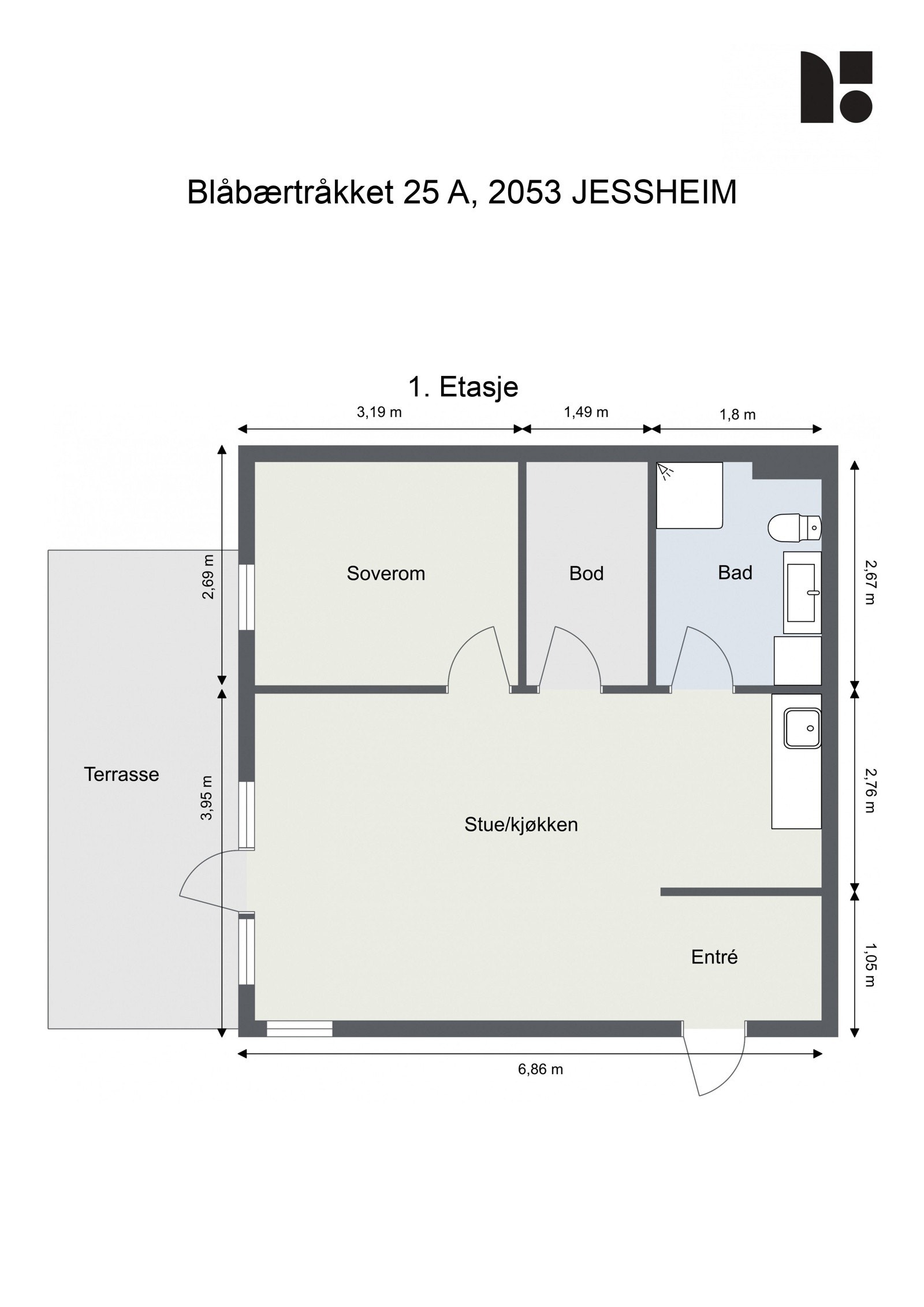 Plantegning - Blåbærtråkket 25A Galleribilde