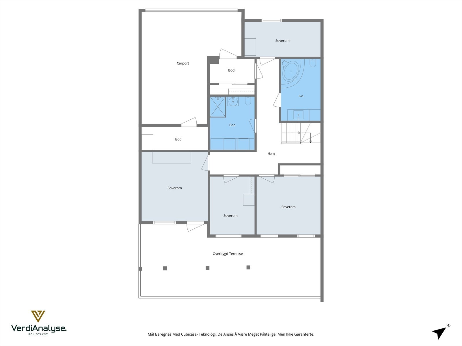 Planløsning over dagens bruk av 1. etg. (Samsvarer ikke med byggtegninger. Se under Ferdigattest/ brukstillatelse om lovlighet) Galleribilde