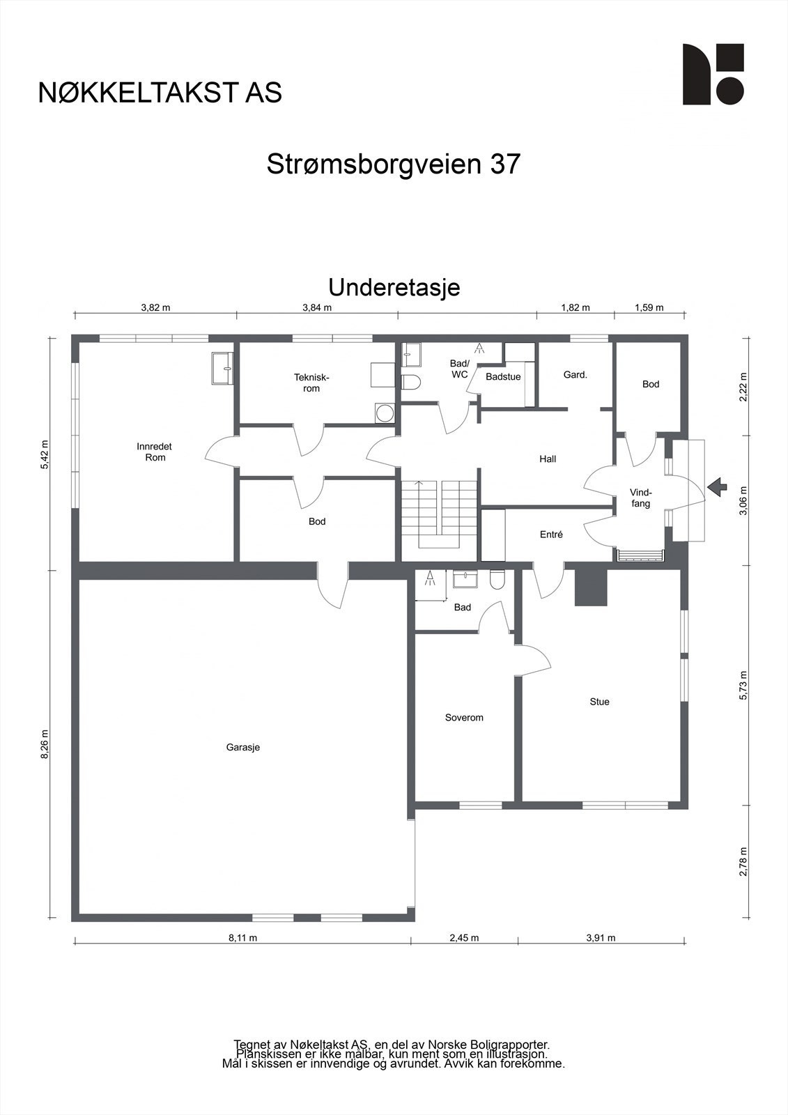 Underetasjen har hovedinngang og inneholder blant annet stue, soverom, flere bad, badstue og garasje. Galleribilde