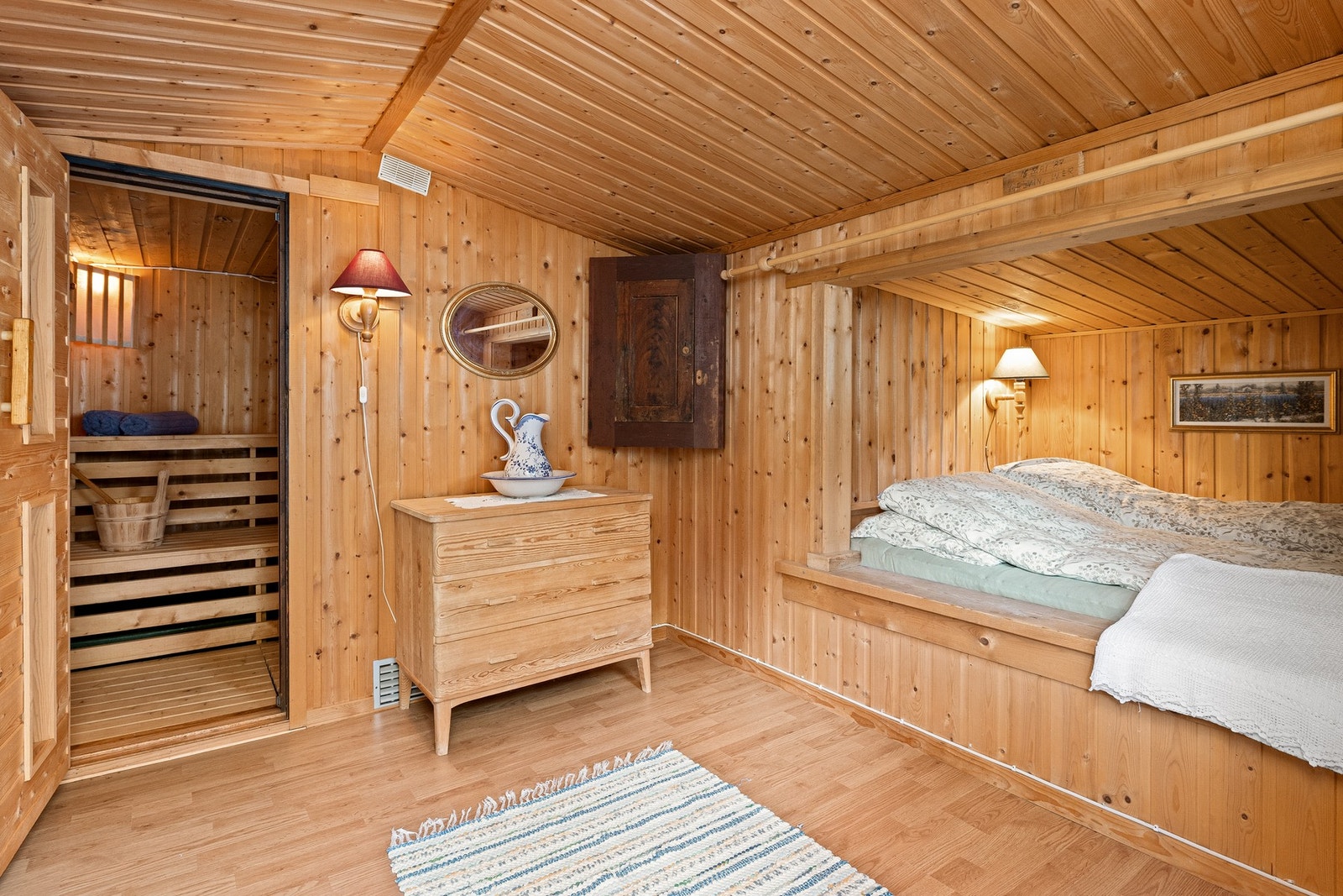 I annekset er det badstue og soveplass. Galleribilde