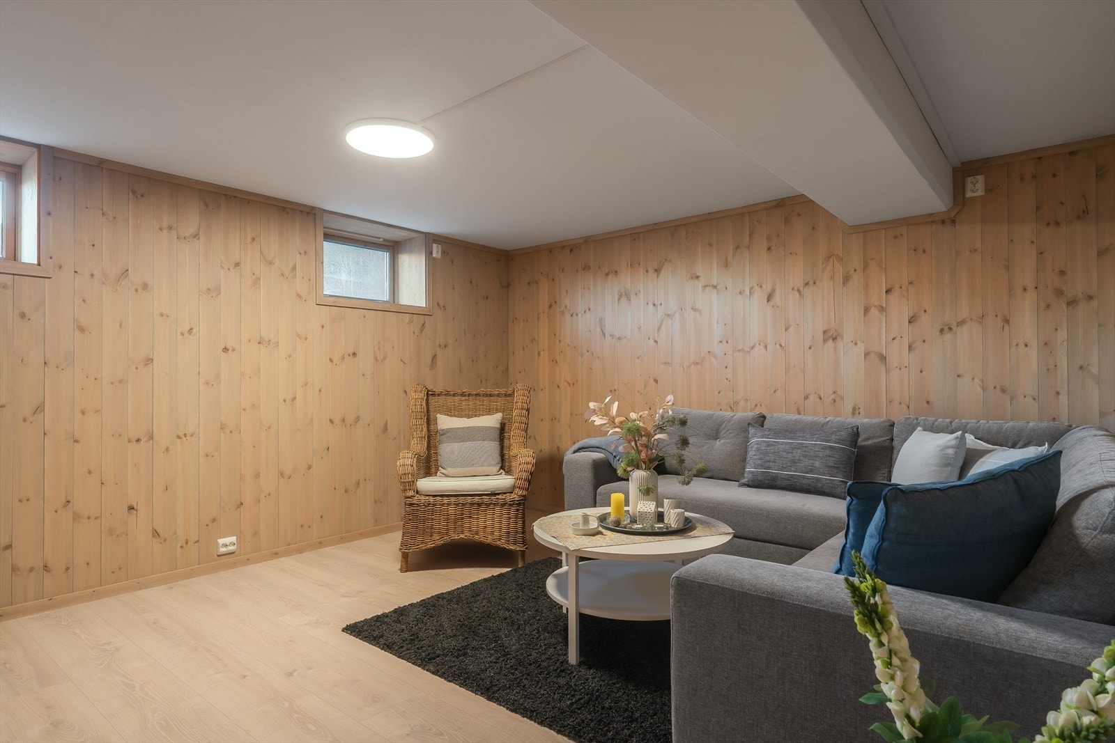 Stue i kjeller med varme i gulv. Galleribilde