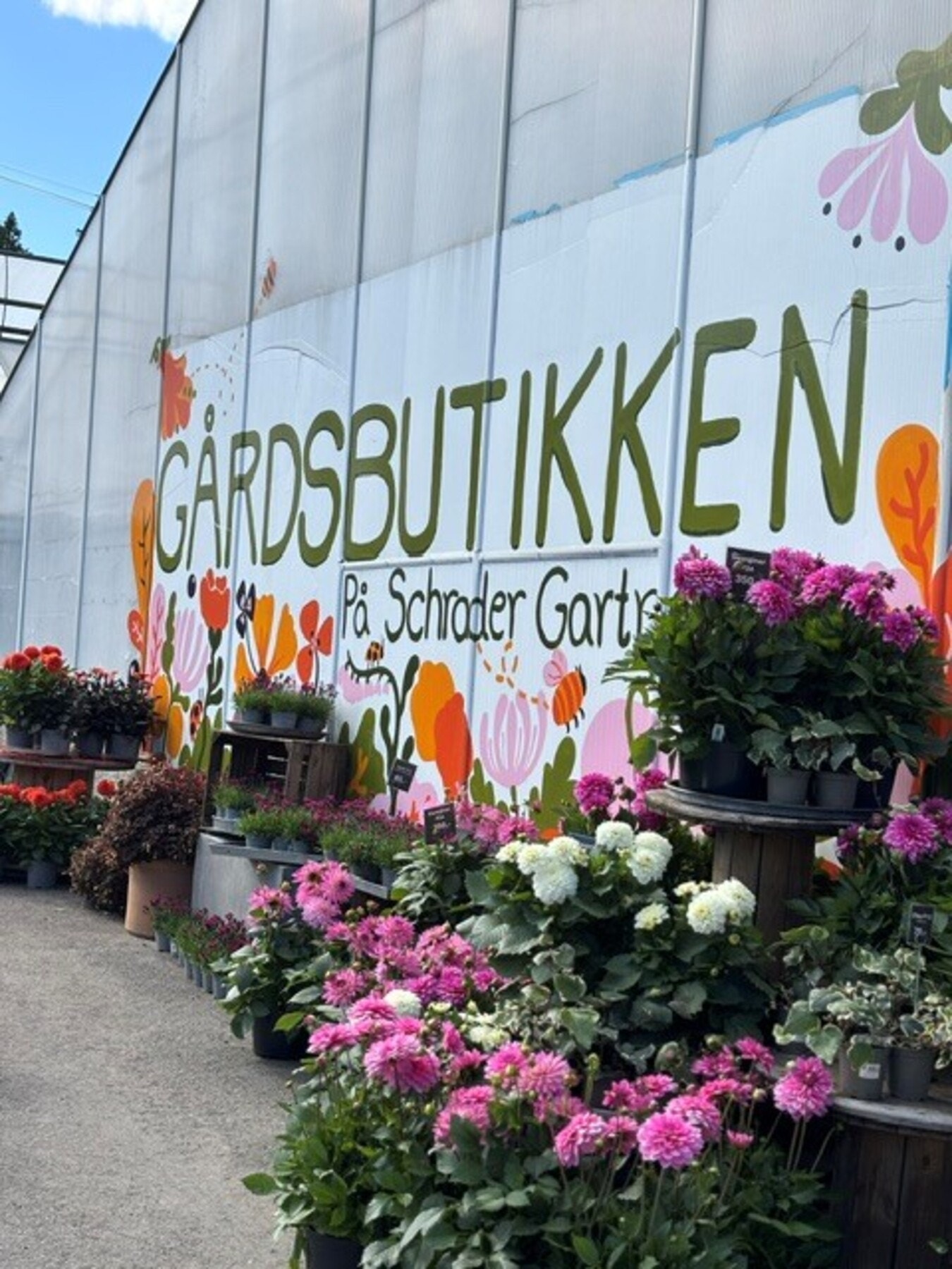 Schrader Gartneri og Gårdsbutikk ligger kun ca. 5 minutters gange fra boligen - et populært samlingspunkt med blomster, lokalmat, kafé og hyggelige arrangementer gjennom året. Galleribilde