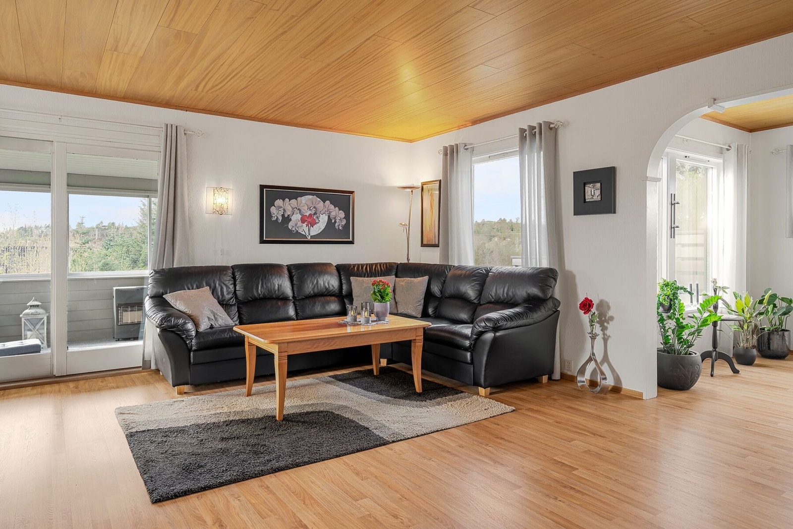Her har man god plass til sofagruppe, TV, spisebord, oppbevaring m.m. Galleribilde