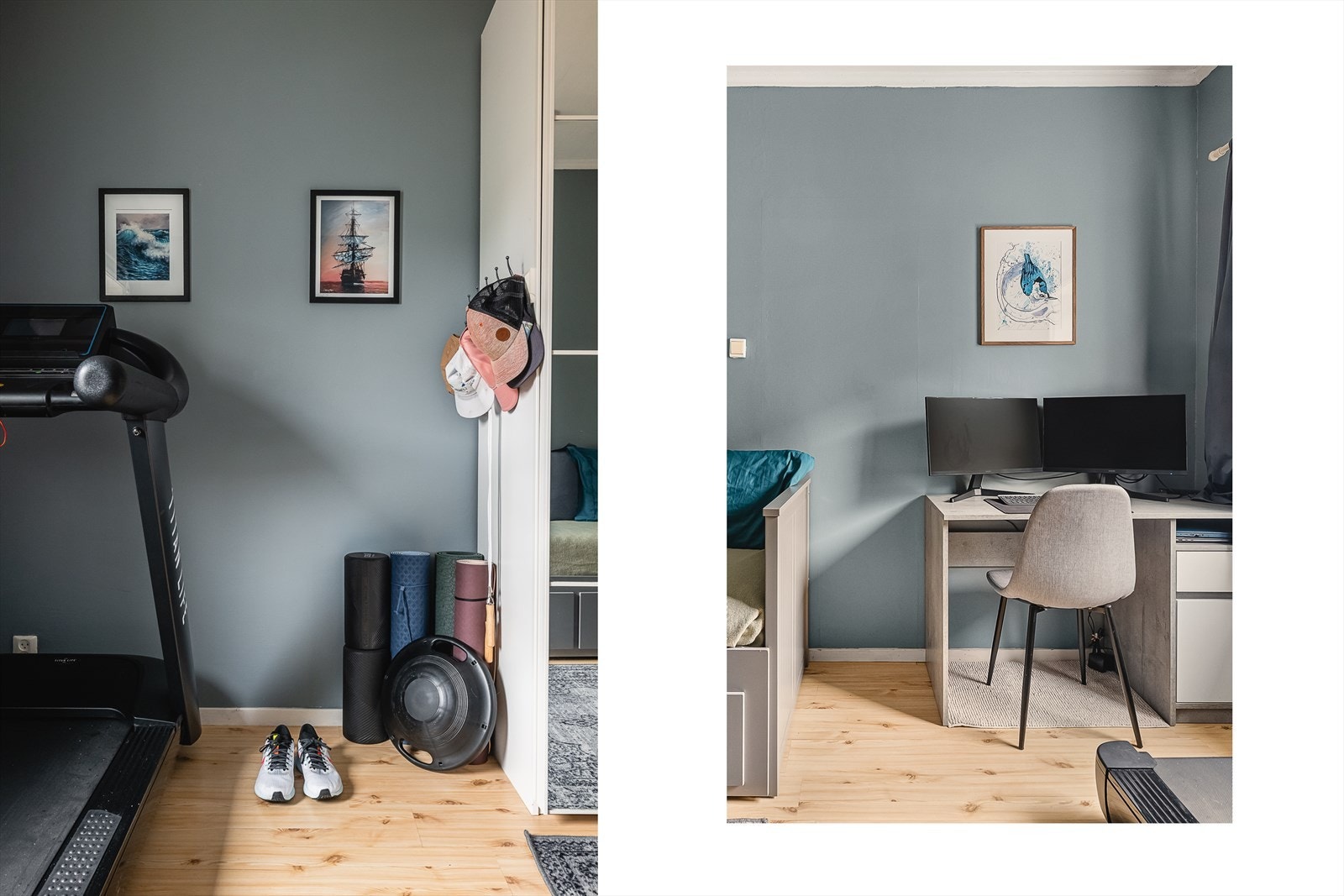 Rommet har laminat på gulvet og malte, slette flater på veggene. Galleribilde