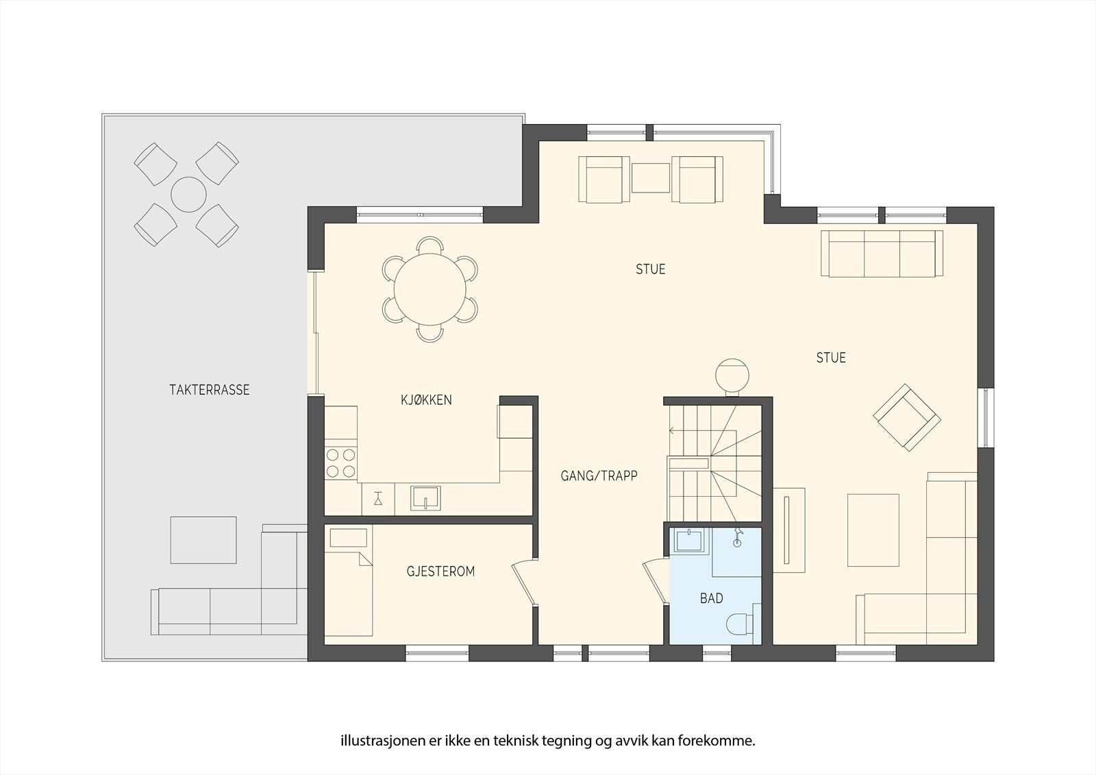 Plantegning av boligens 2.etasje Galleribilde