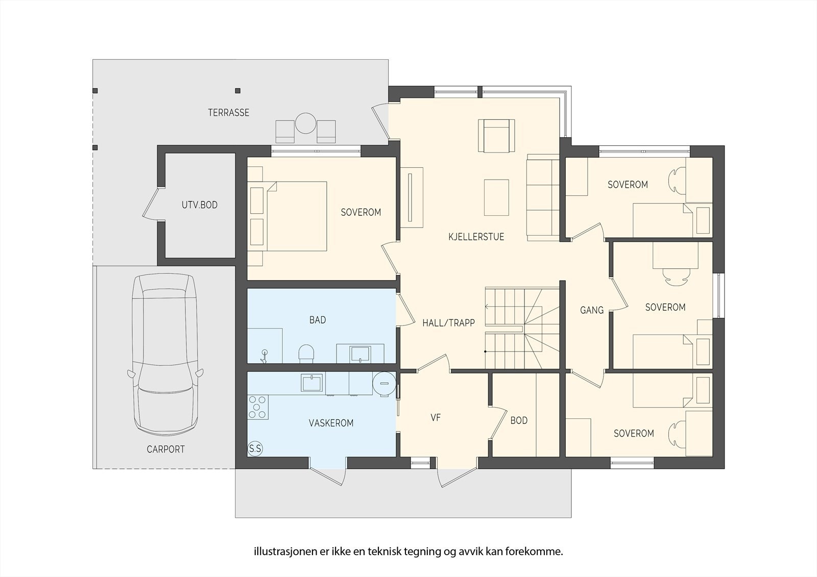 Plantegning av boligens 1.etasje Galleribilde