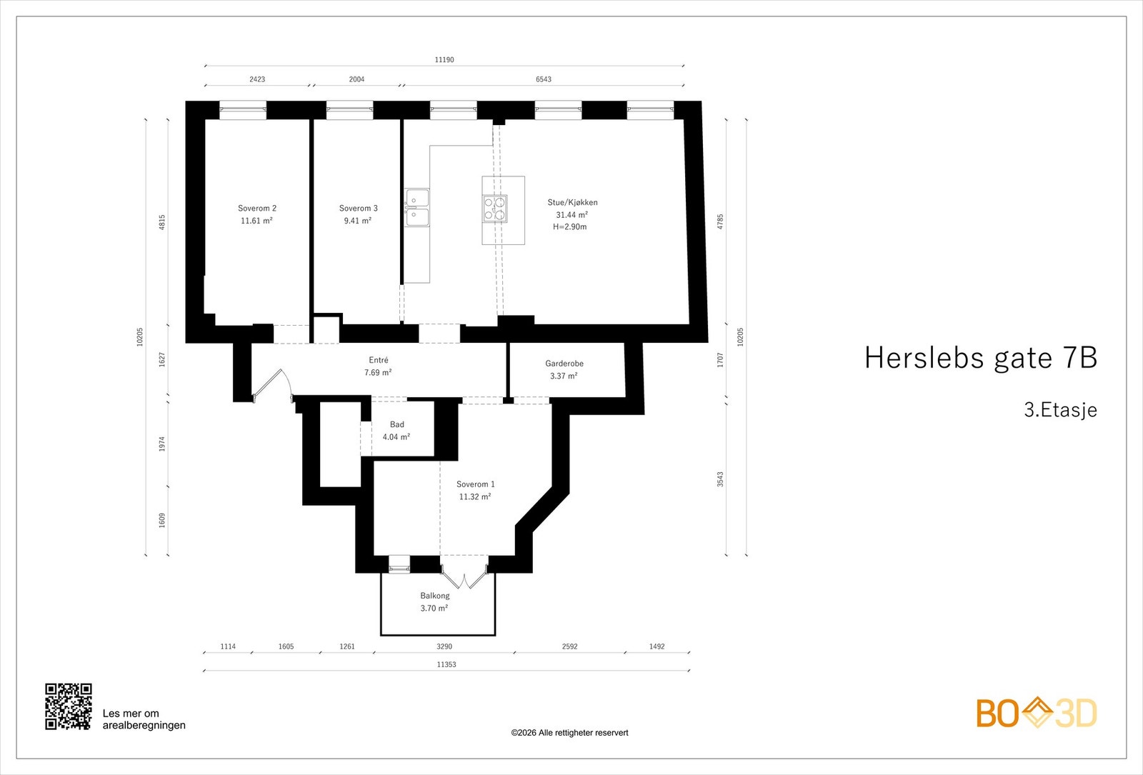 Planløsning for leiligheten. Galleribilde