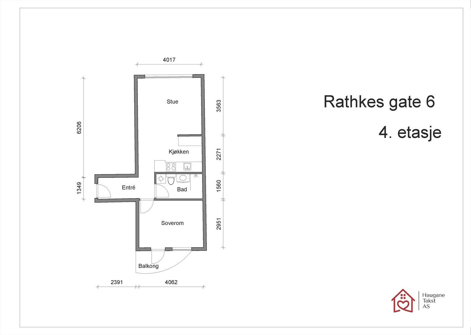 Plantegning. Leiligheten disponerer en kjellerbod målt til ca. 5 kvm. Gulvarealet er målt til ca. 9,4 kvm. Galleribilde