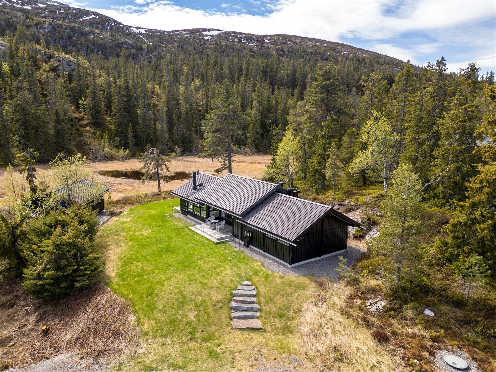 Eiendommen ligger ca. 760 meter over havet, med nærhet til turløyper og langrennsløyper. Galleribilde