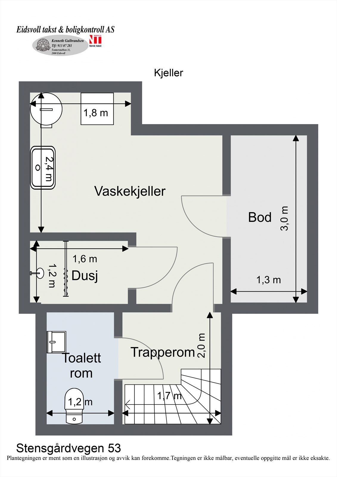 Plantegning av våningshusets kjelleretasje. Galleribilde