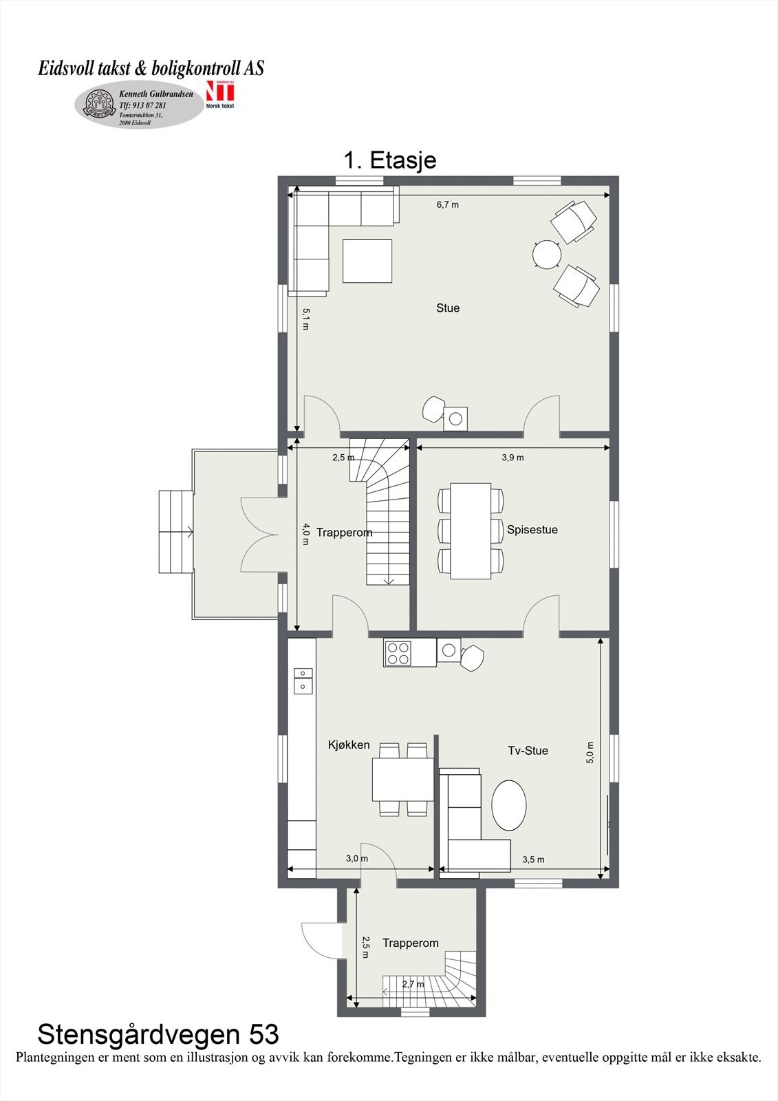 Plantegning av våningshusets 1. etasje. Galleribilde