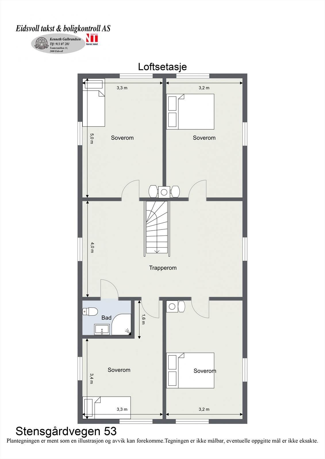 Plantegning av våningshusets 2. etasje. Galleribilde