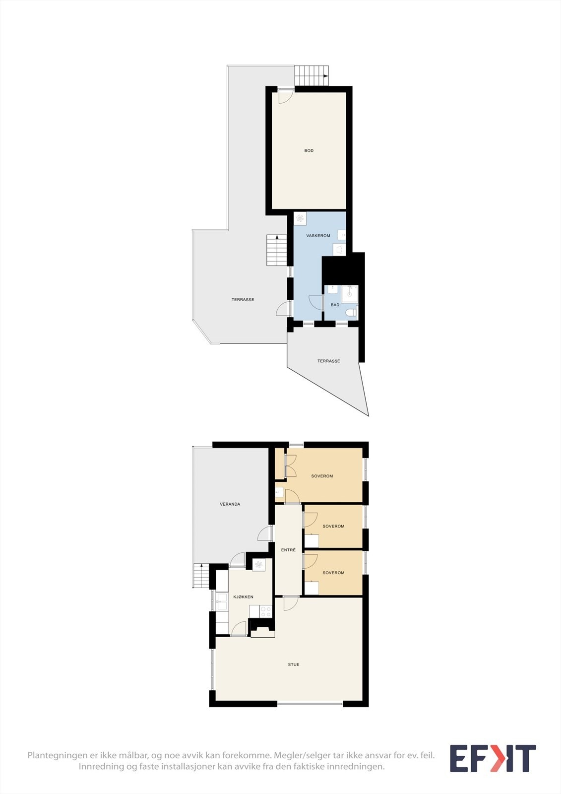 Planskisse begge etasjer. Galleribilde