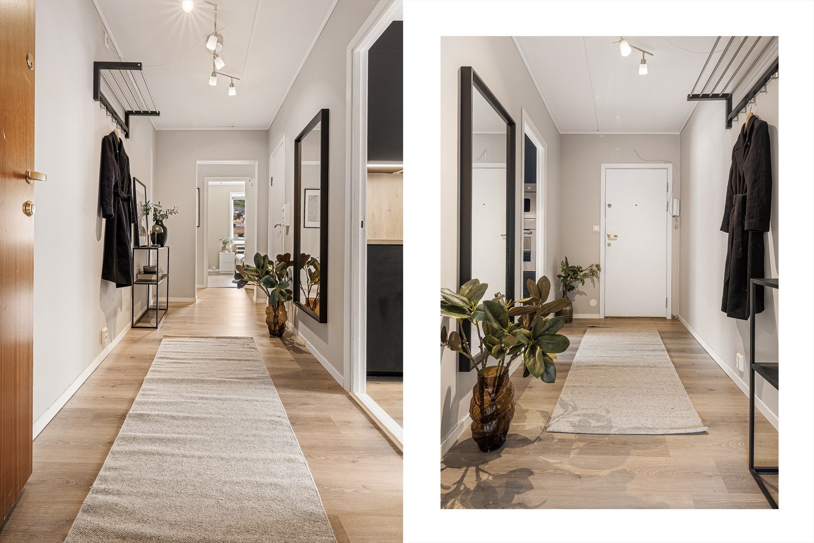 Ta heisen opp i 7. etg. Her blir du møtt av en romslig entré på ca. 6,8 m² med muligheter for oppbevaring av sko og yttertøy. Du har i tillegg dørtelefon til hovedinngang. Galleribilde