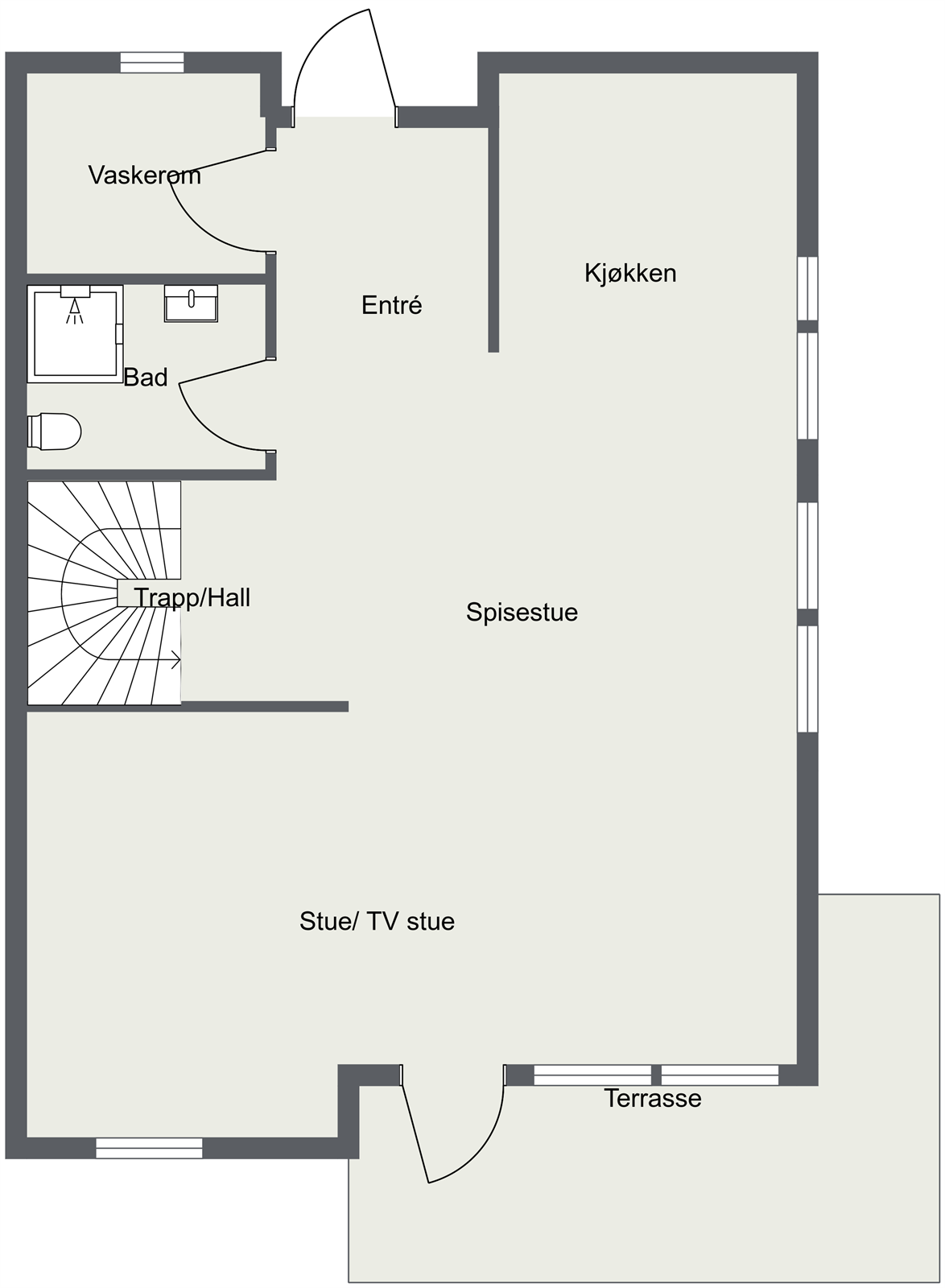 Plantegning hovedetasje. Galleribilde