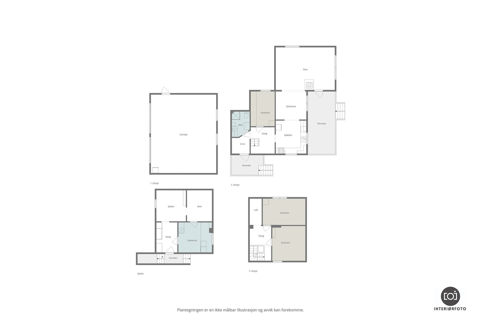 Plantegning alle plan Galleribilde