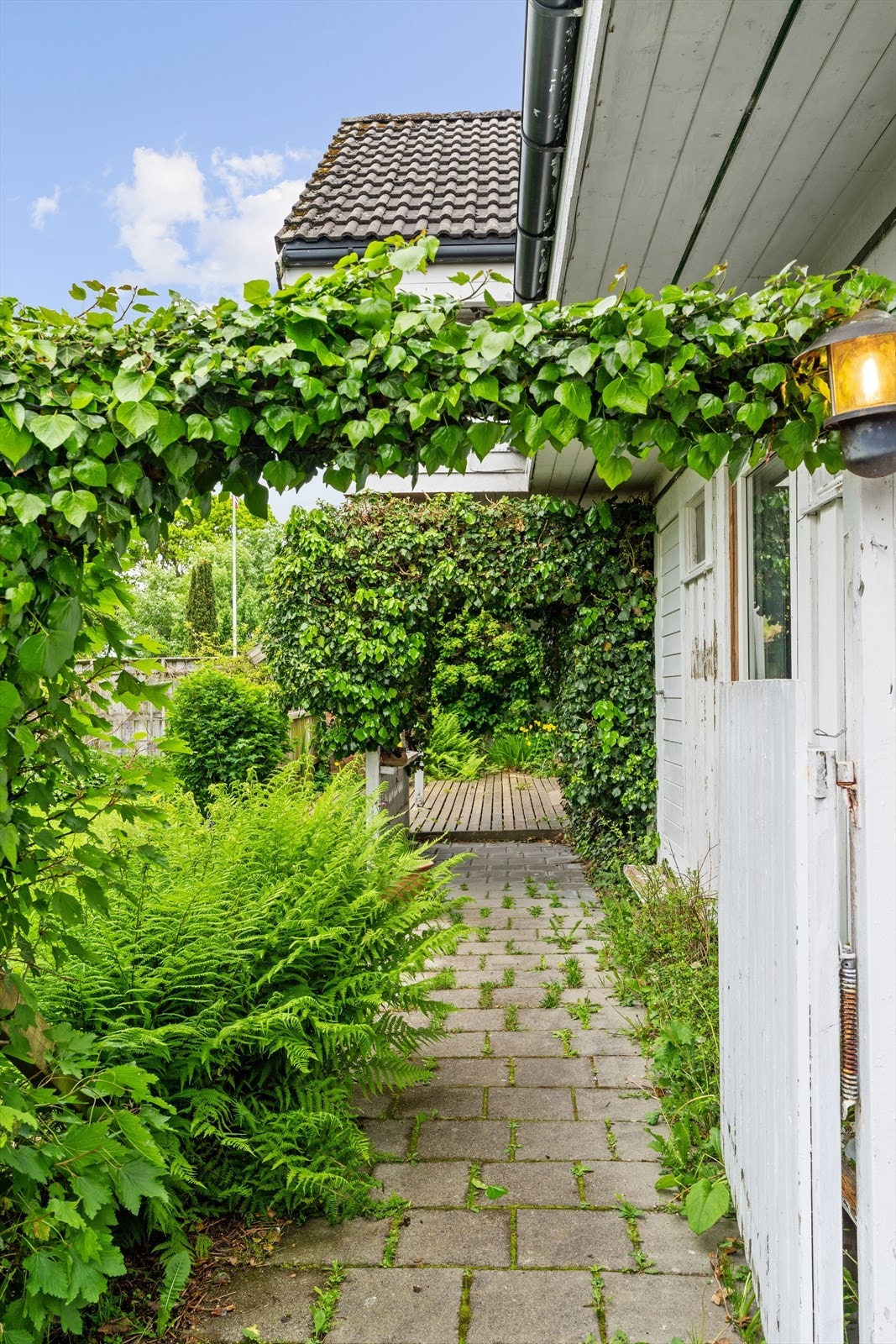 En frodig hage omkranser boligen. Galleribilde