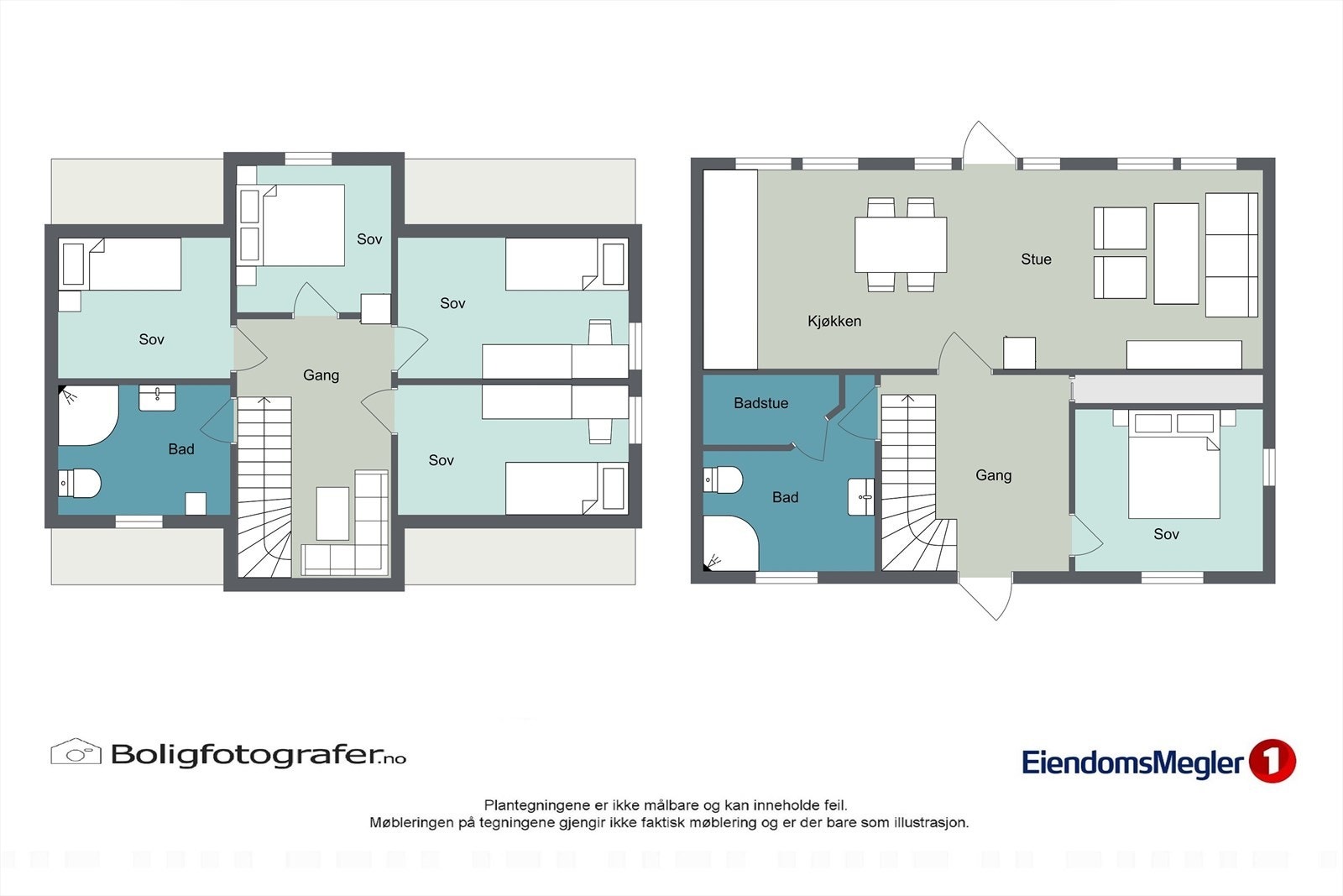 Plantegningene viser en arealeffektiv fritidsbolig med soveplasser fordelt over to plan. Galleribilde