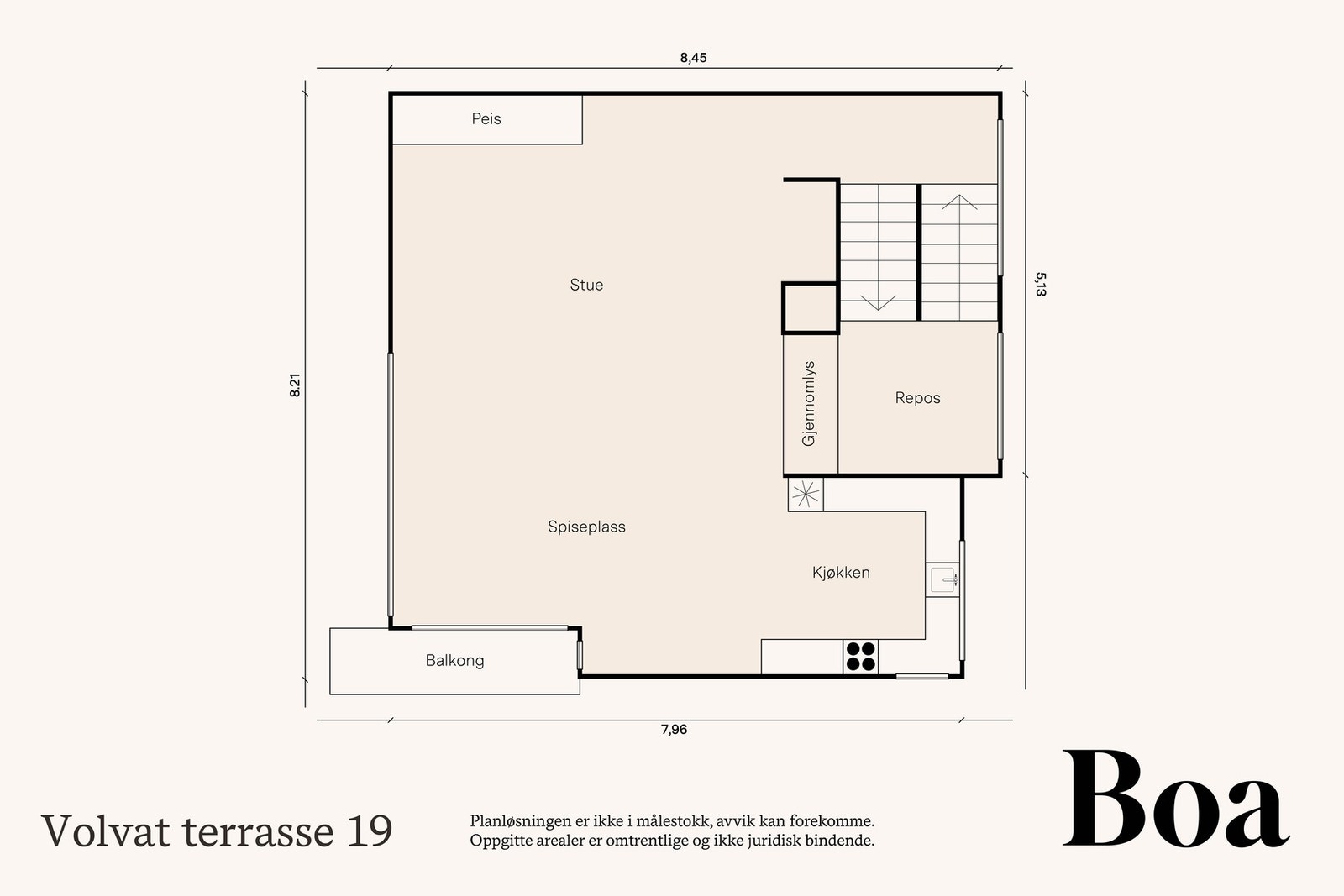2. etasje: kjøkken, stue/spisestue Galleribilde
