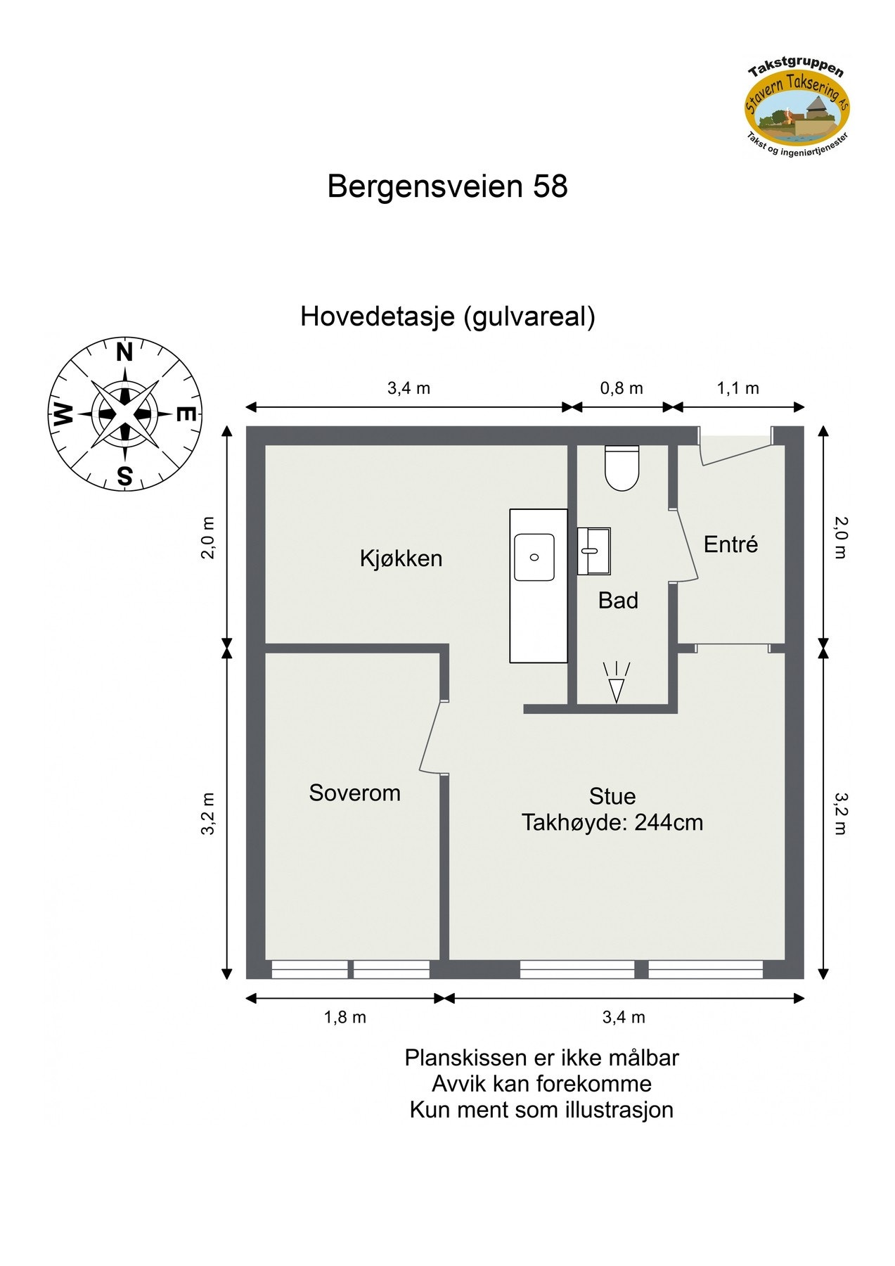 Målsatt plantegning. Galleribilde