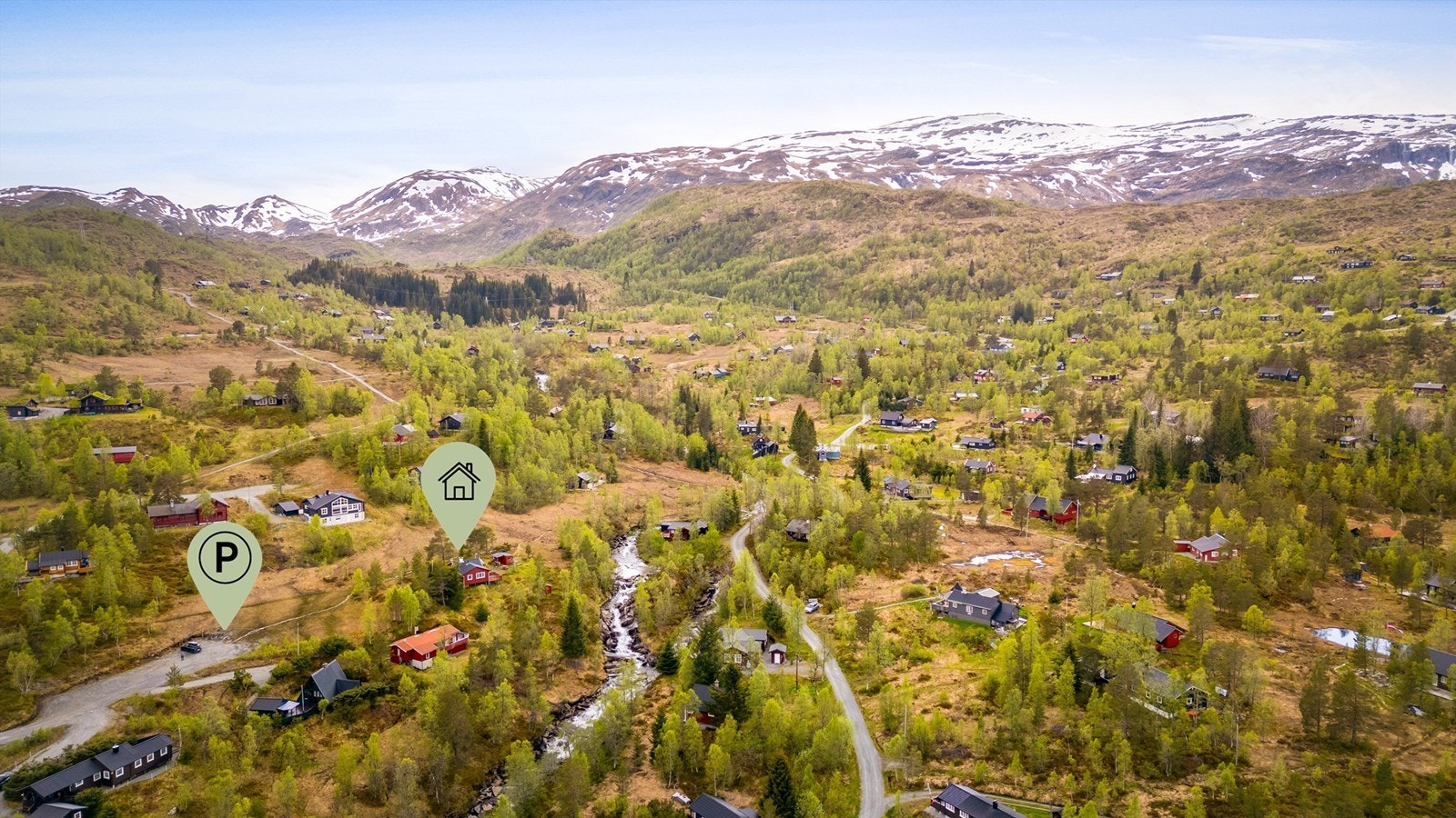 Et veletablert hytteområde med tilgang til et stort nettverk av turstier og skiløyper. Galleribilde