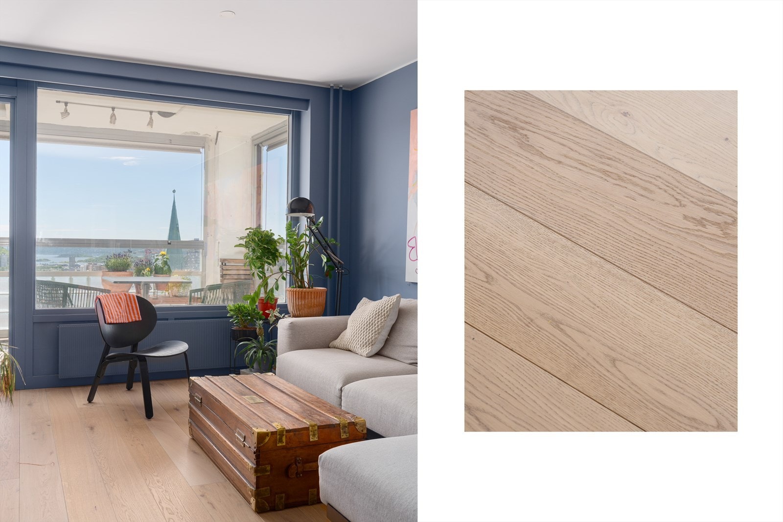 Leiligheten har et vakkert, lyst Hakwood heltre lamellgulv i eik. Her er det lagt stor fokus på kvalitet i valg av materialer. Galleribilde