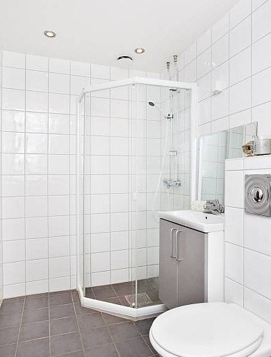 Vaskemaskin medfølger på bad. Galleribilde