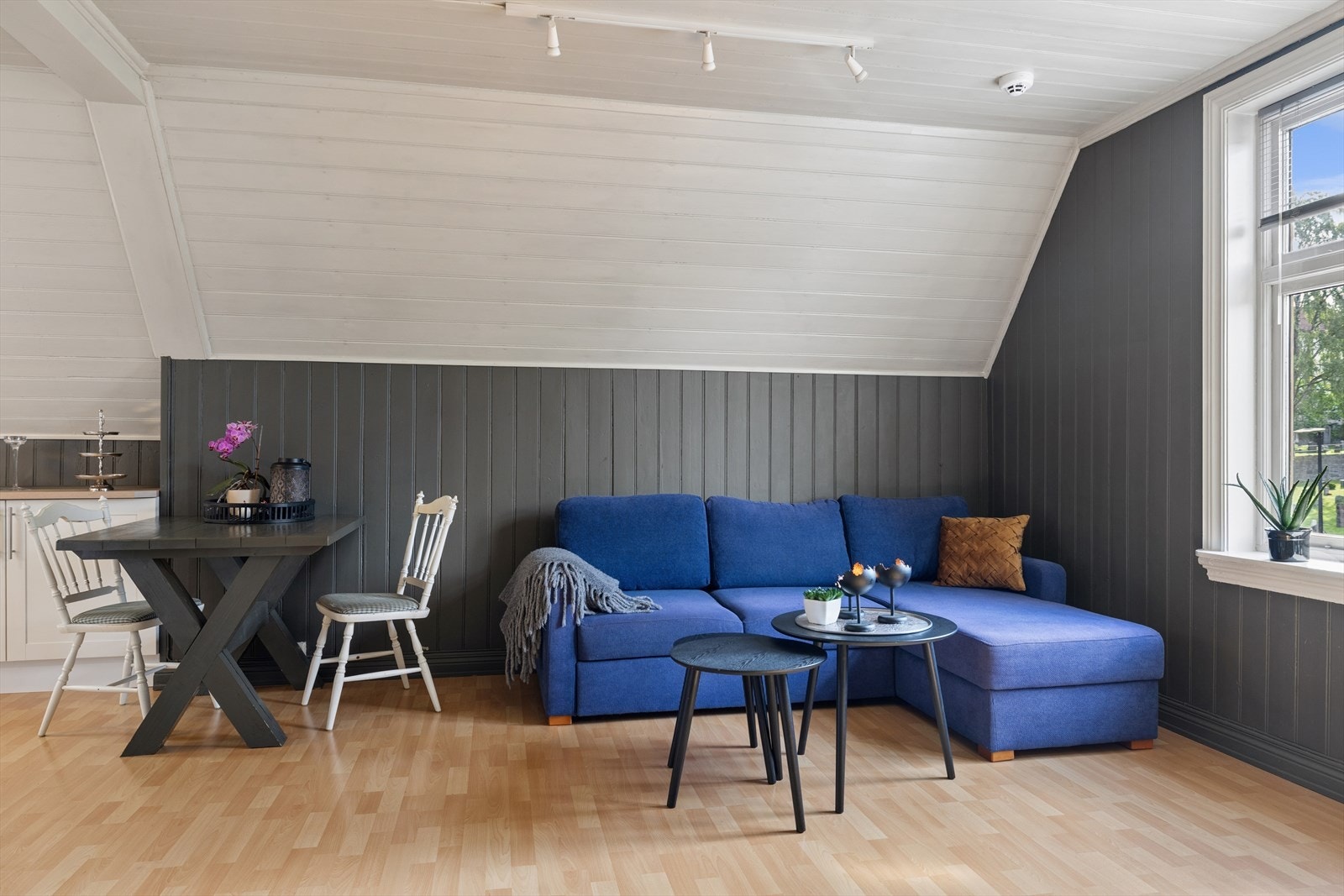 Her har du god plass til sofa og spisegruppe. Galleribilde