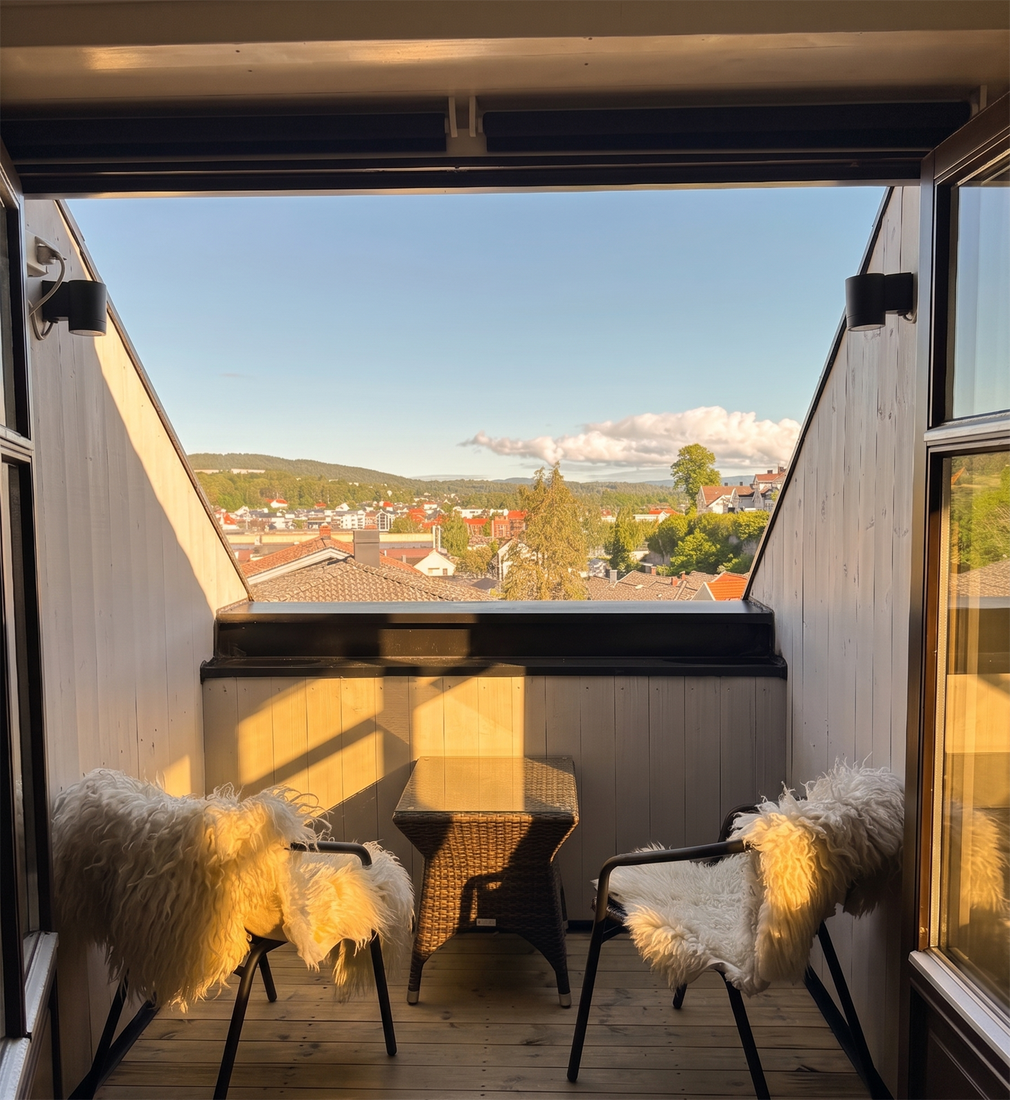 På balkong er det sol fra ettermiddag. ( Privat foto) Galleribilde