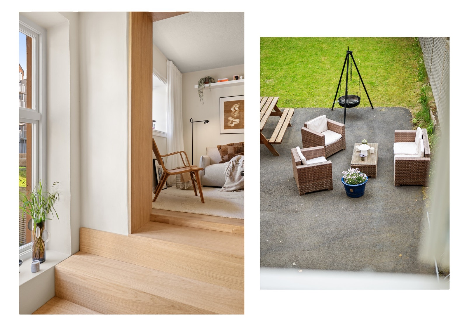 Det er langt ned til bakkeplan i bakgården. Galleribilde