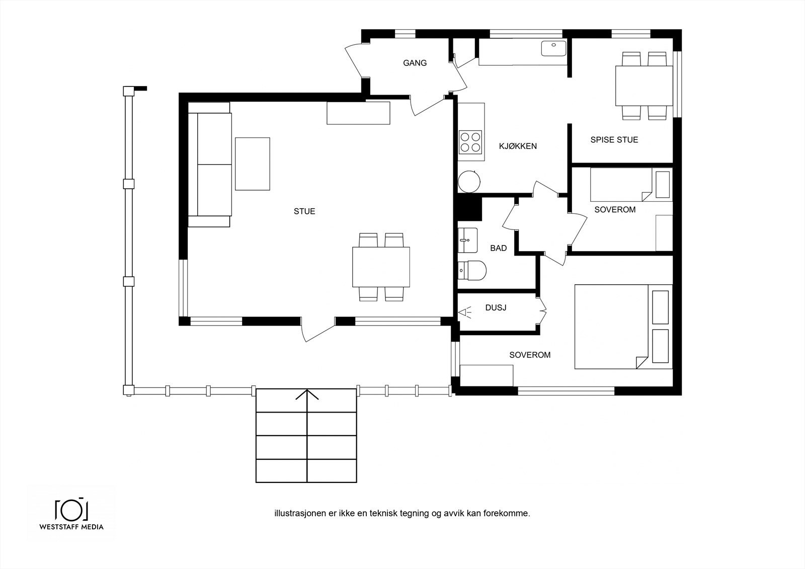 Plantegning 1.etasje - fritidsbolig. Galleribilde