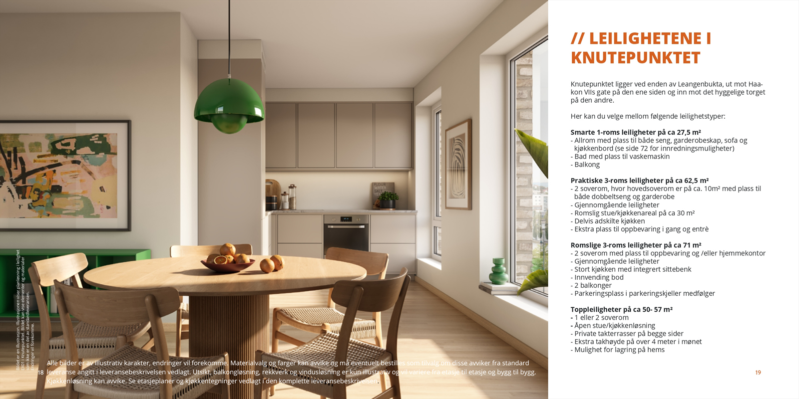 Knutepunktet ligger ved enden av Leangenbukta. Her får du en smart 1-roms leilighet med plass til både seng, garderobe, sofa og kjøkkenbord. (illustrasjonsbilde) Galleribilde