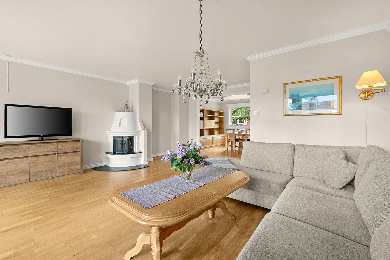 Stuen med en trivelig peis Galleribilde