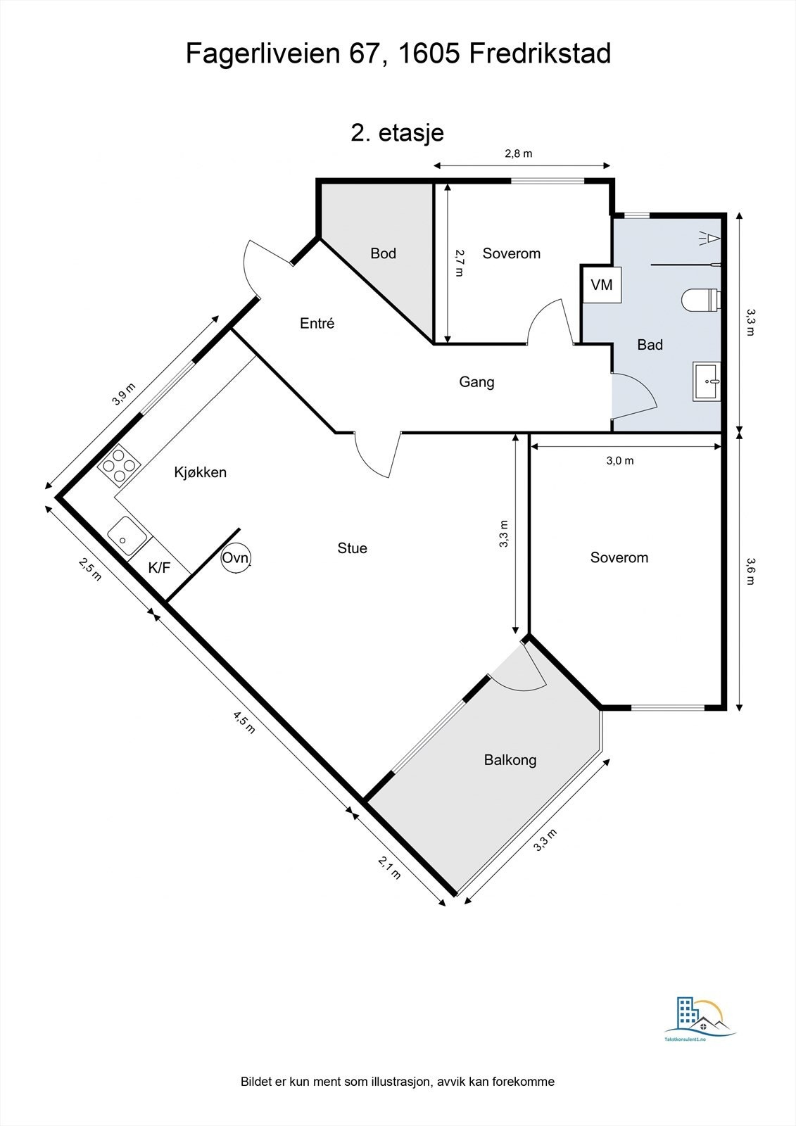 Planskissen er veiledende. Leiligheten disponerer også loftet over, samt carport med tilknyttet bod. Galleribilde