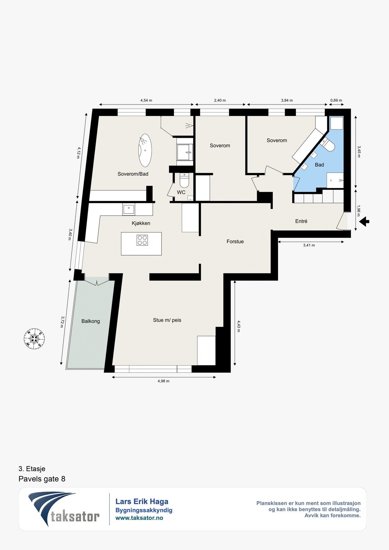 Plantegning med mål. Galleribilde