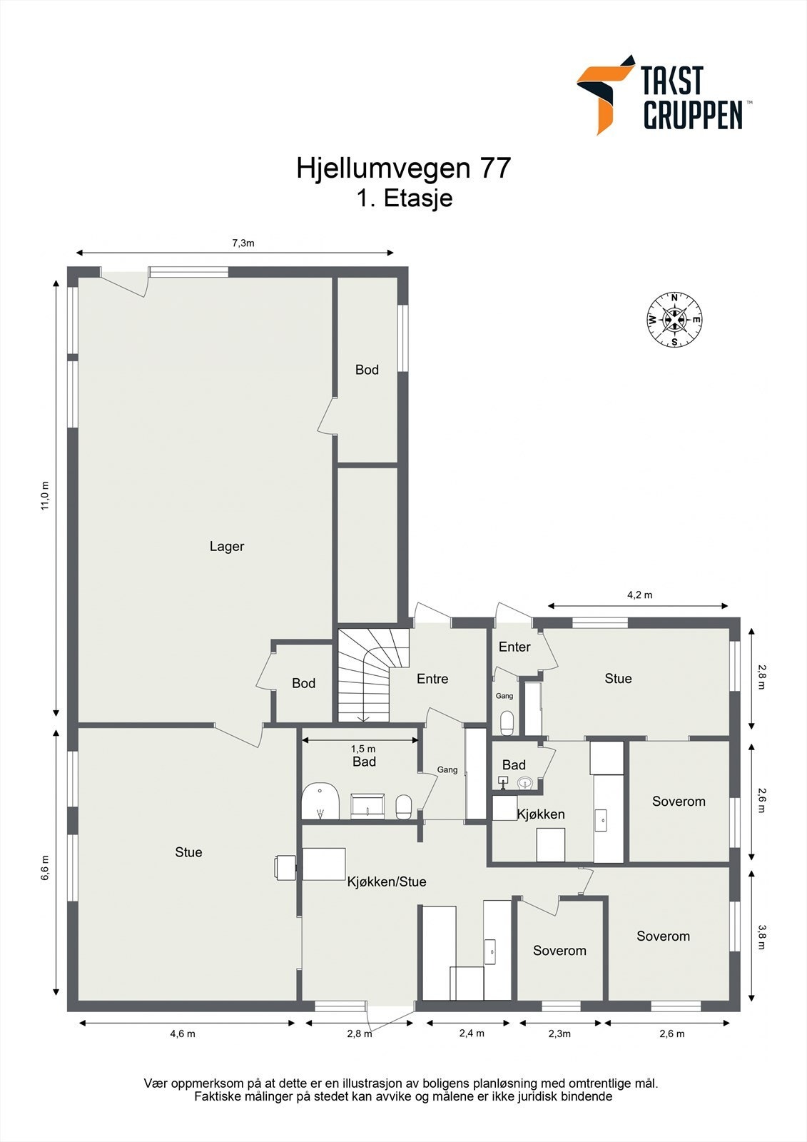 Plantegning 1. etasje Galleribilde