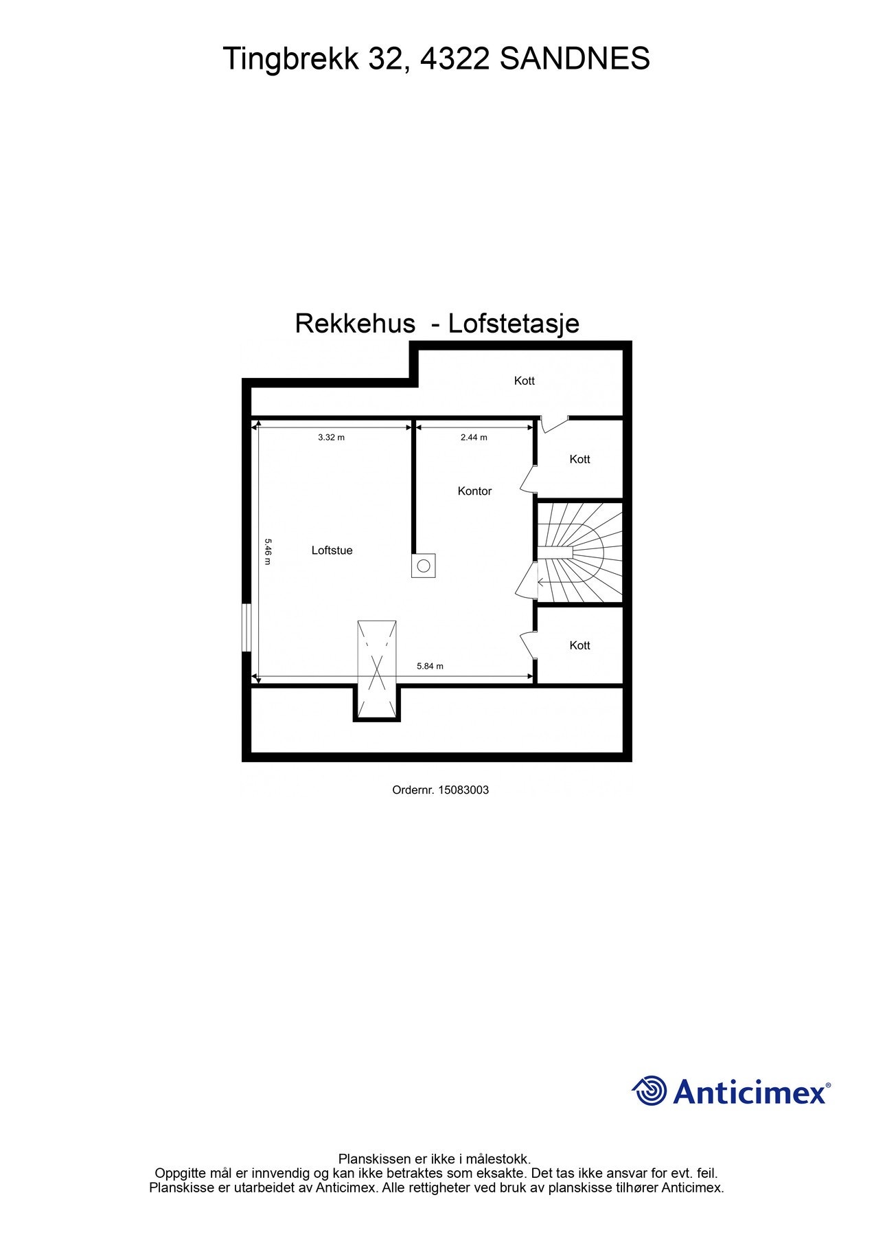Plantegning 3. etg. - Kan avvike fra de faktiske forhold Galleribilde