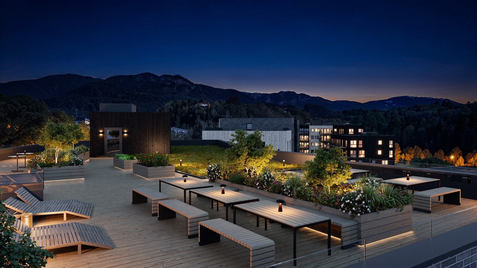 - Felles takterrasse i bygg 1, herfra kan du nyte sol og utsikt hele dagen - Galleribilde