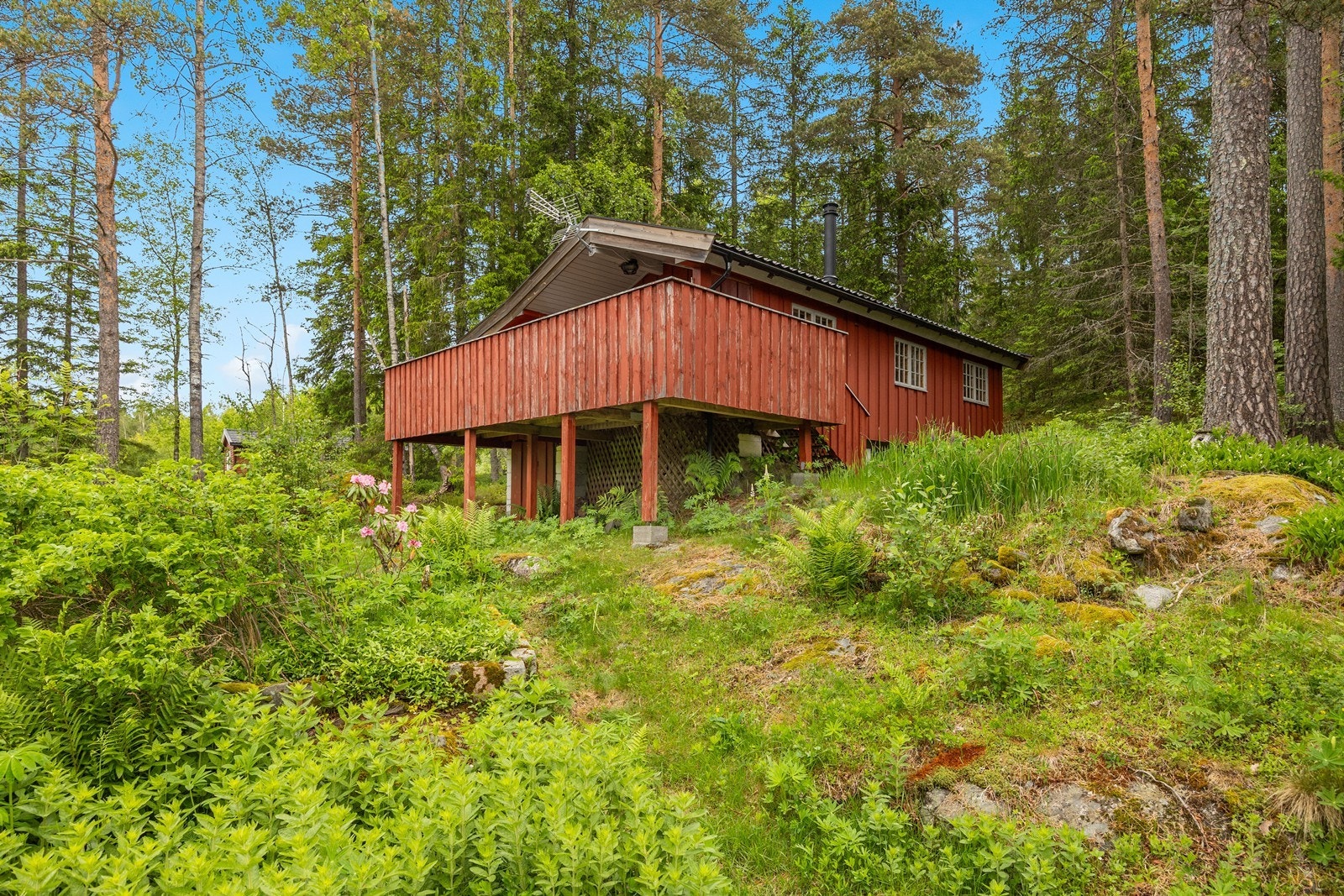 Det går sti opp til hytta fra parkeringen like på nedsiden Galleribilde
