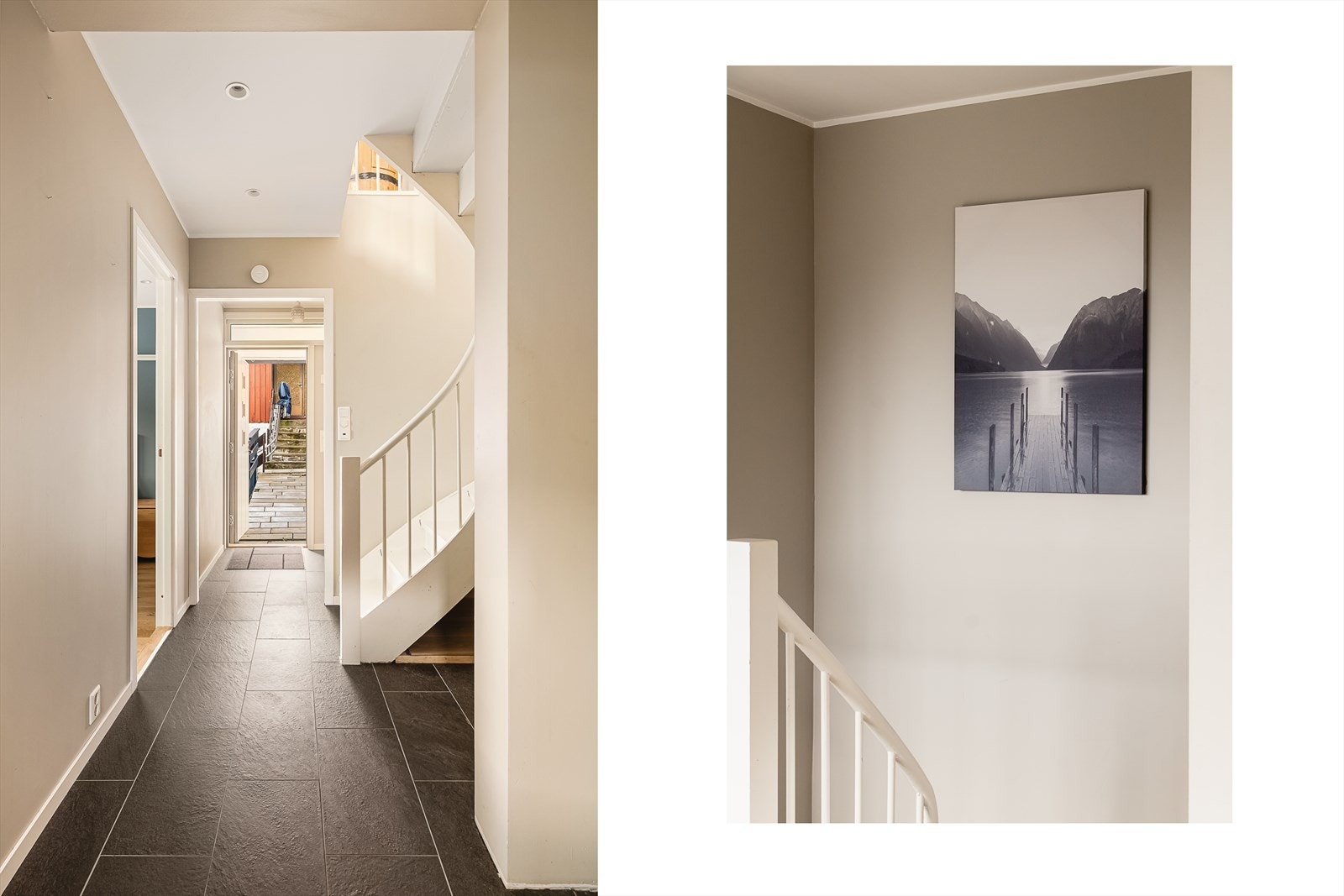 Det første man kommer til er en romslig entré/ gang. Selger har benyttet boden til ytterbekledning. Galleribilde