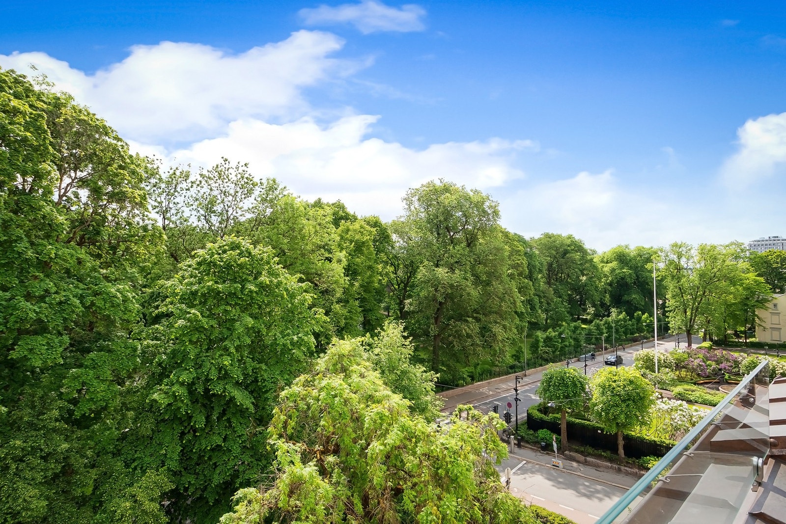 Nydelig utsikt over Slottsparken - Helt skjermet for direkte innsyn. Galleribilde