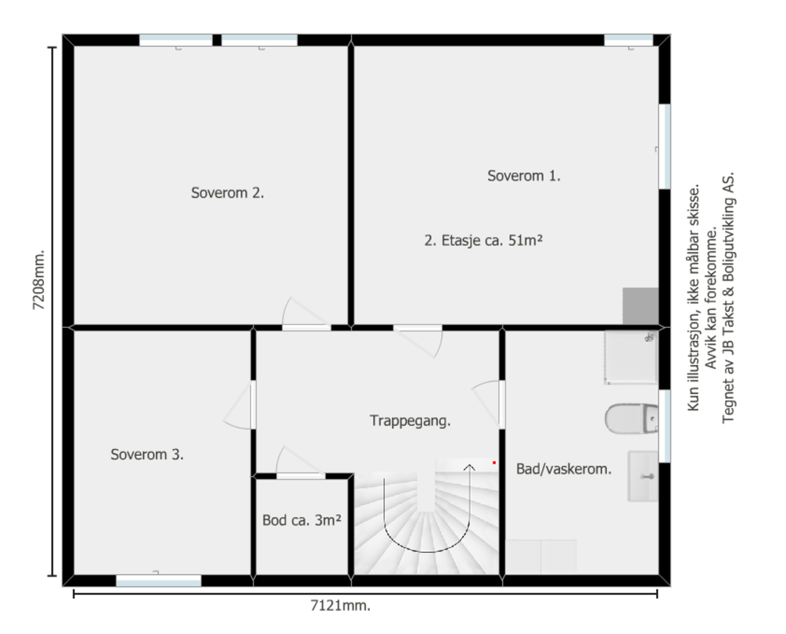 2.etg inneholder 3 gode soverom samt bad/wc og bod Galleribilde