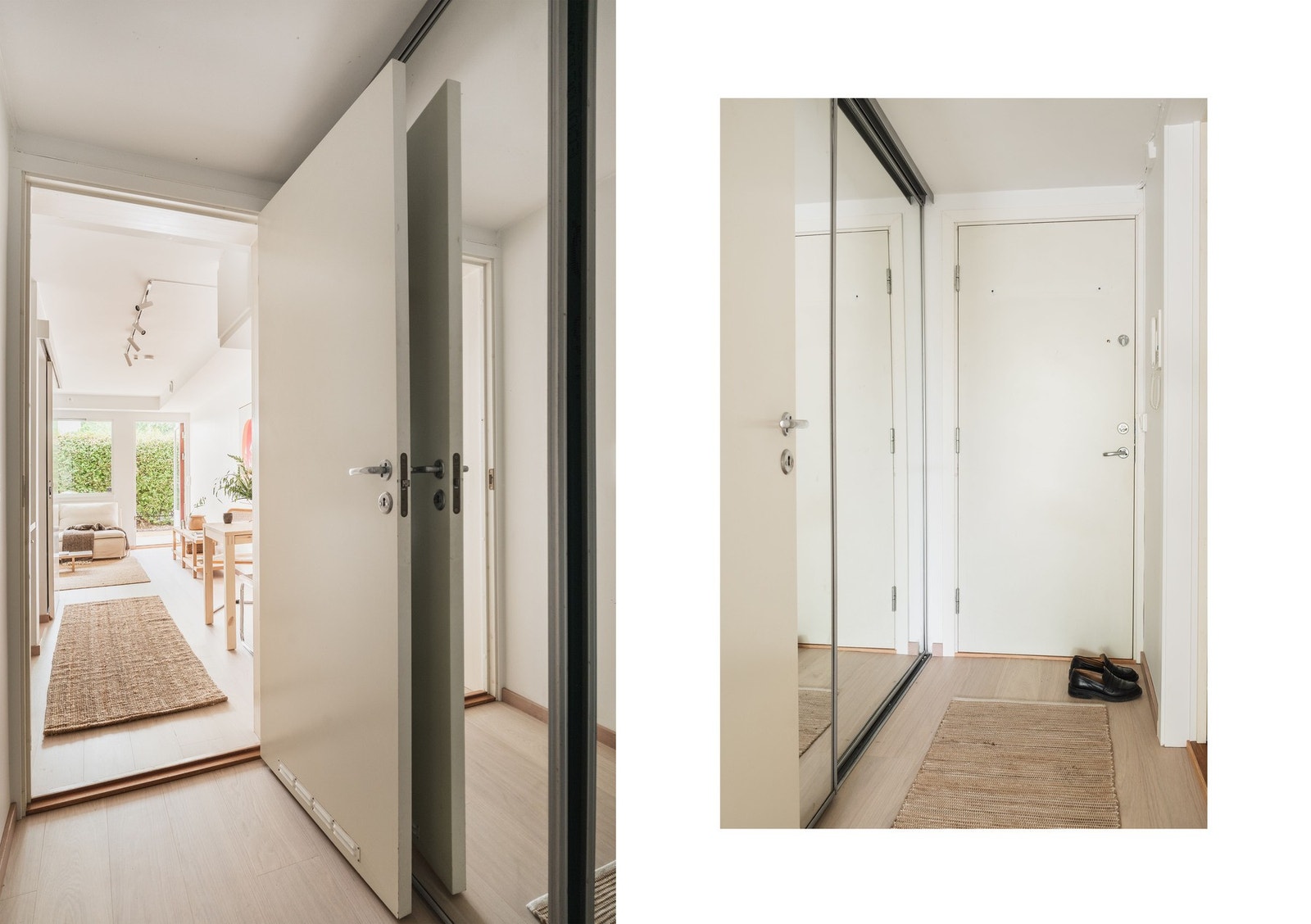 Entre med skyvedørsgarderobe med gode oppbevaringsmuligheter Galleribilde
