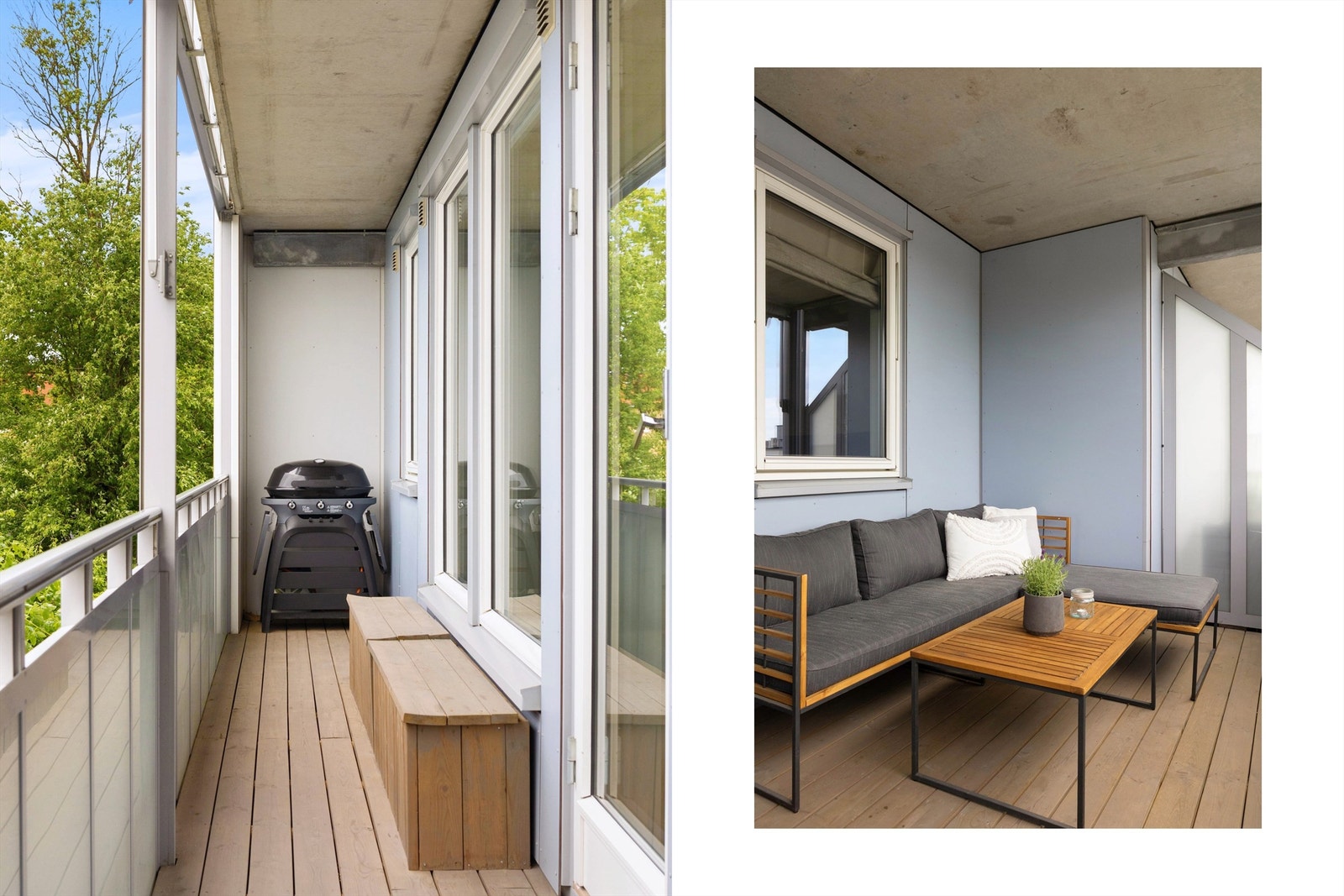 Den vestvendte balkongen er utstyrt med markise, terrassebord og utvendig stikkontakt - perfekt for lange sommerdager og hyggelige kvelder. Galleribilde