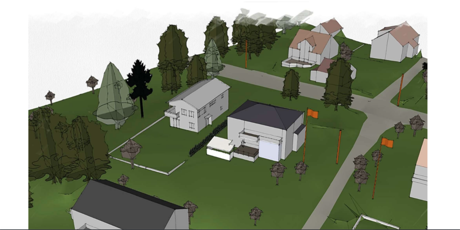 Illustrasjon av hus som skal bygges på nabotomt Galleribilde