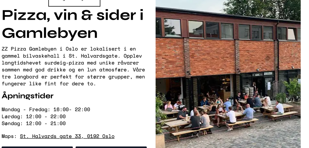 zz pizza er 750 unna, tar 8 min å gå. Galleribilde