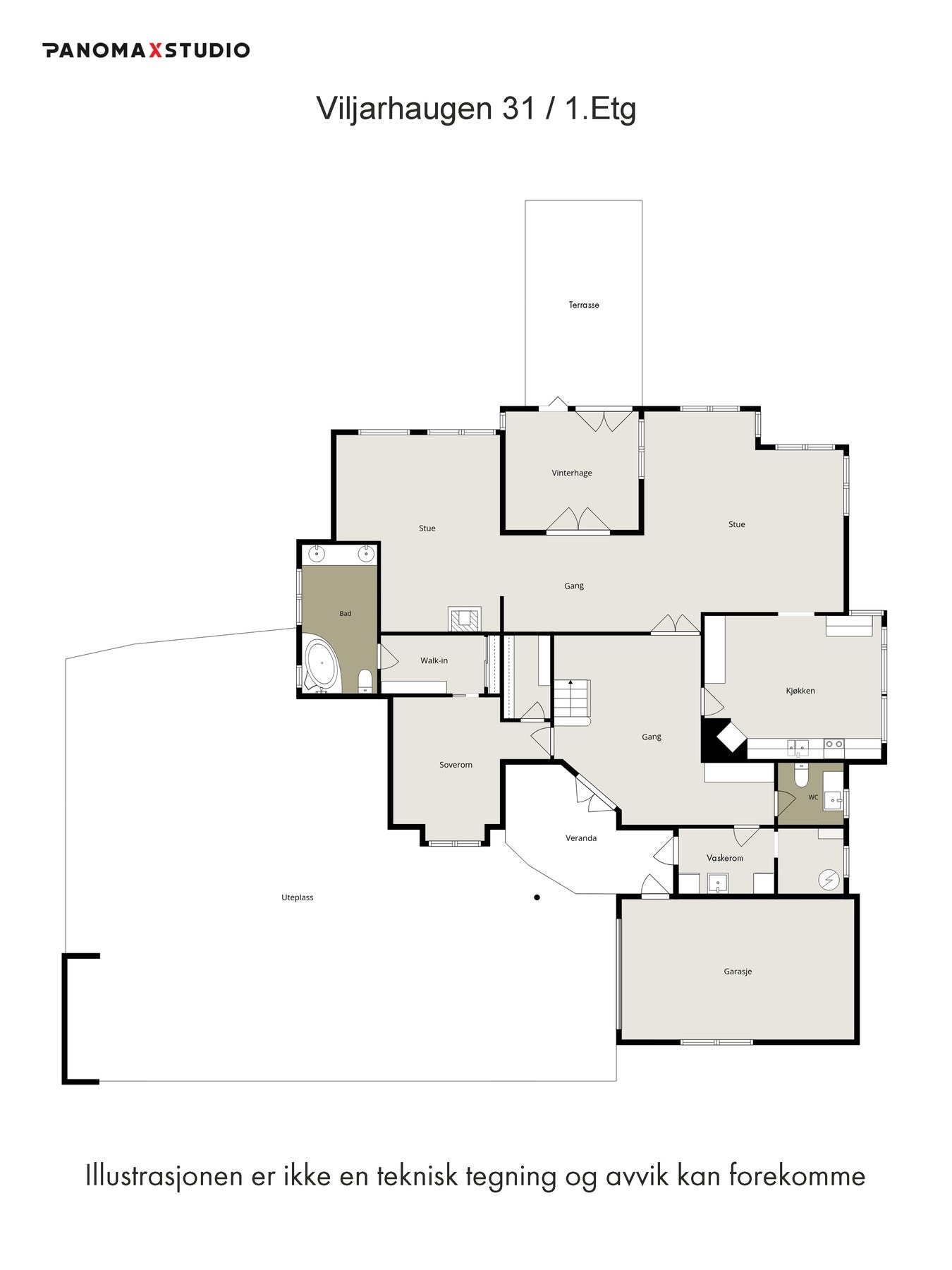Plantegning 1. etasje Galleribilde