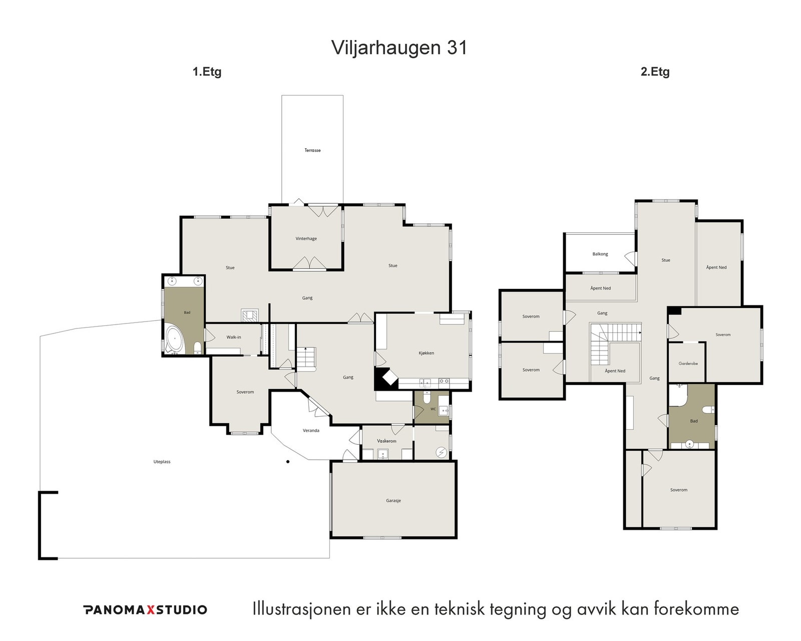 Plantegning 1. etasje og 2. etasje Galleribilde