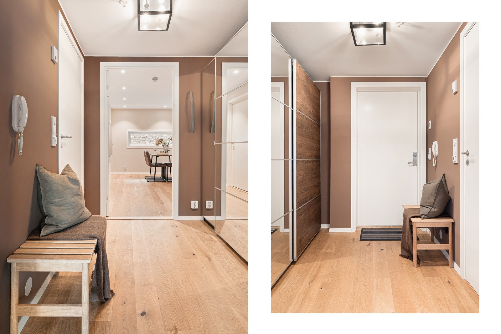 - Leilighetens entré er romslig og innredet med en stor og praktisk skyvedørsgarderobe - Galleribilde