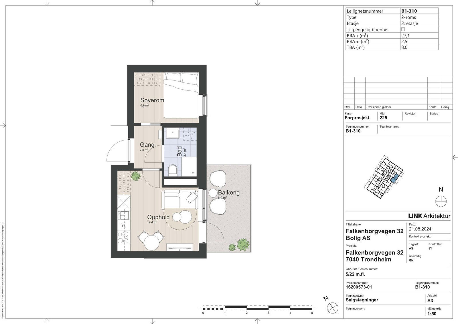 B1 - 310 - Planskisse Galleribilde
